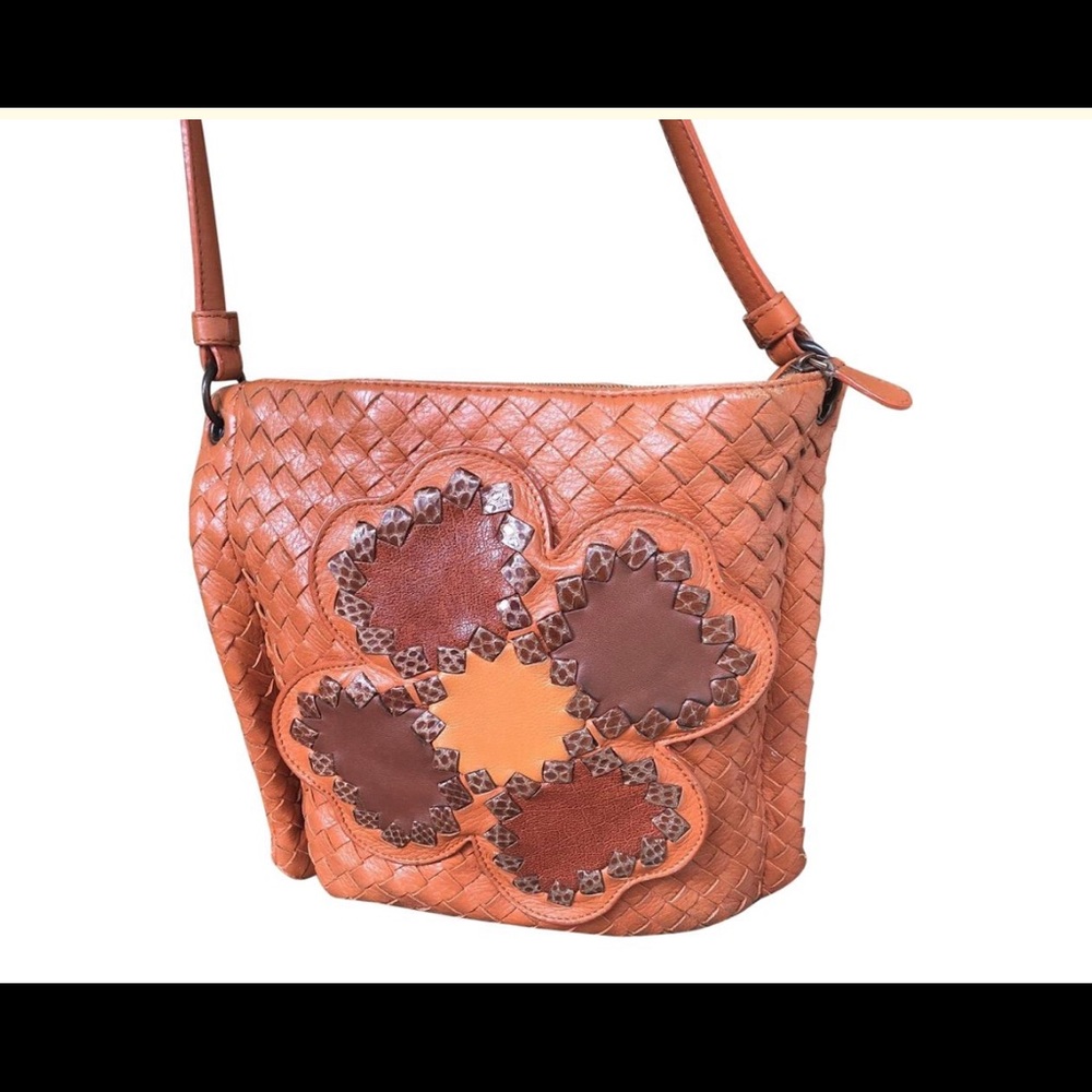 Bottega Veneta brown flower shoulder bag